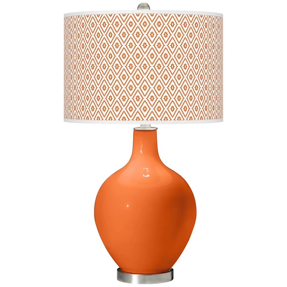 Color Plus Ovo 28 1/2" Diamonds Shade Invigorate Orange Table Lamp
