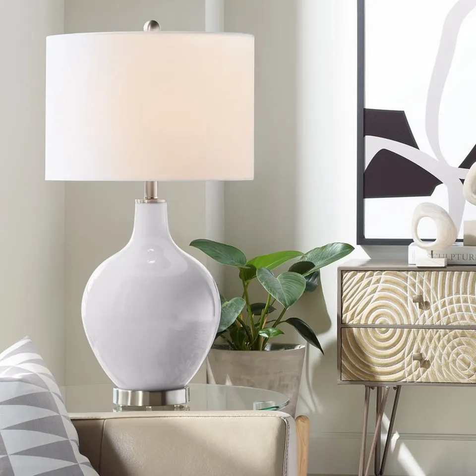 Color Plus Ovo 28 1/2" Modern Glass Swanky Gray Table Lamp