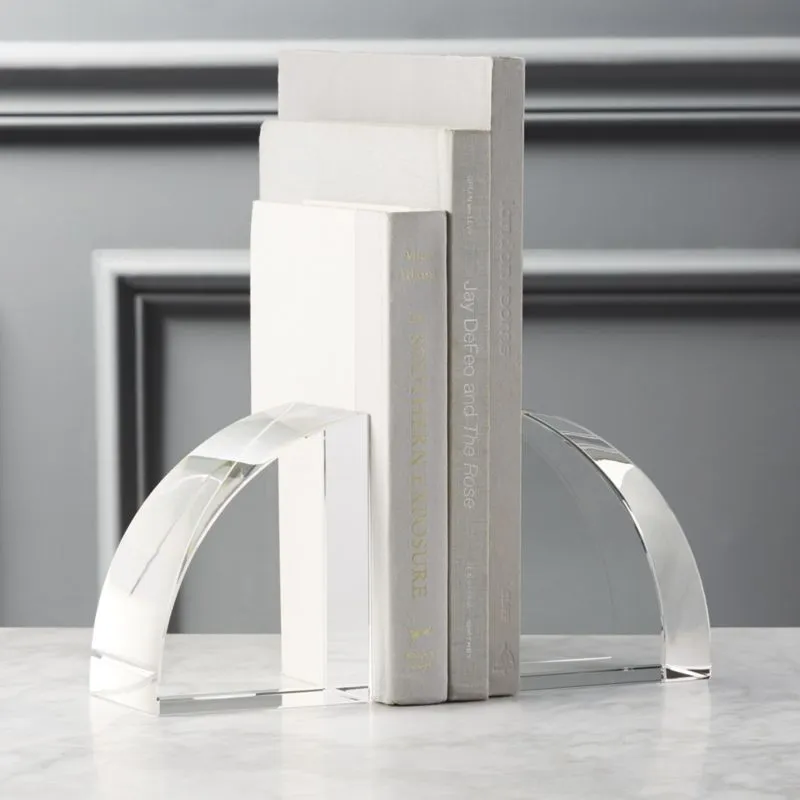 Modern Curved Crystal Glass Bookend