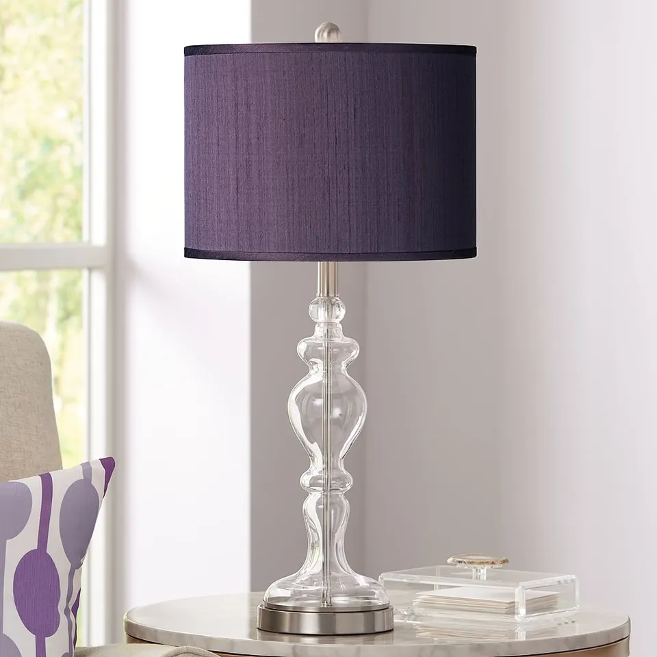 Possini Euro 28" Eggplant Purple Apothecary Clear Glass Table Lamp