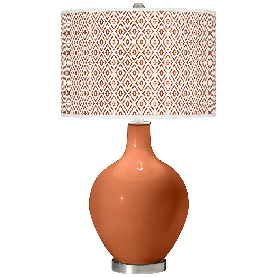 Color Plus Ovo 28 1/2" High Diamonds Shade Robust Orange Table Lamp