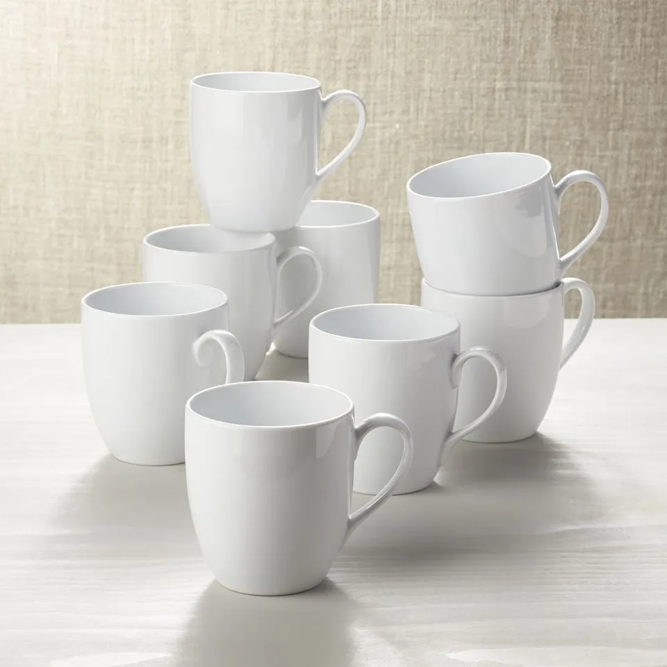 Aspen 15-oz. Porcelain White Mugs, Set of 8