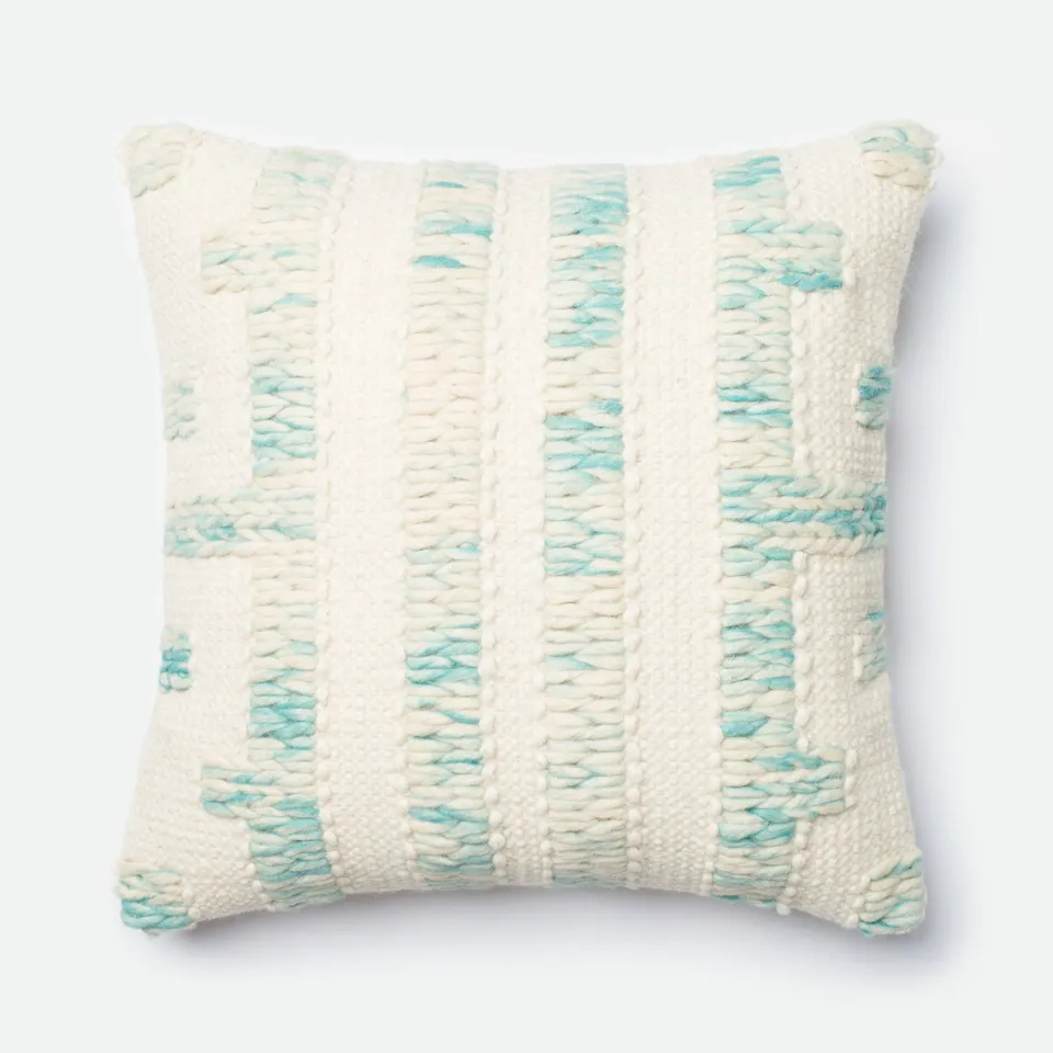 PILLOWS - BLUE / IVORY - 22" X 22" Cover Only