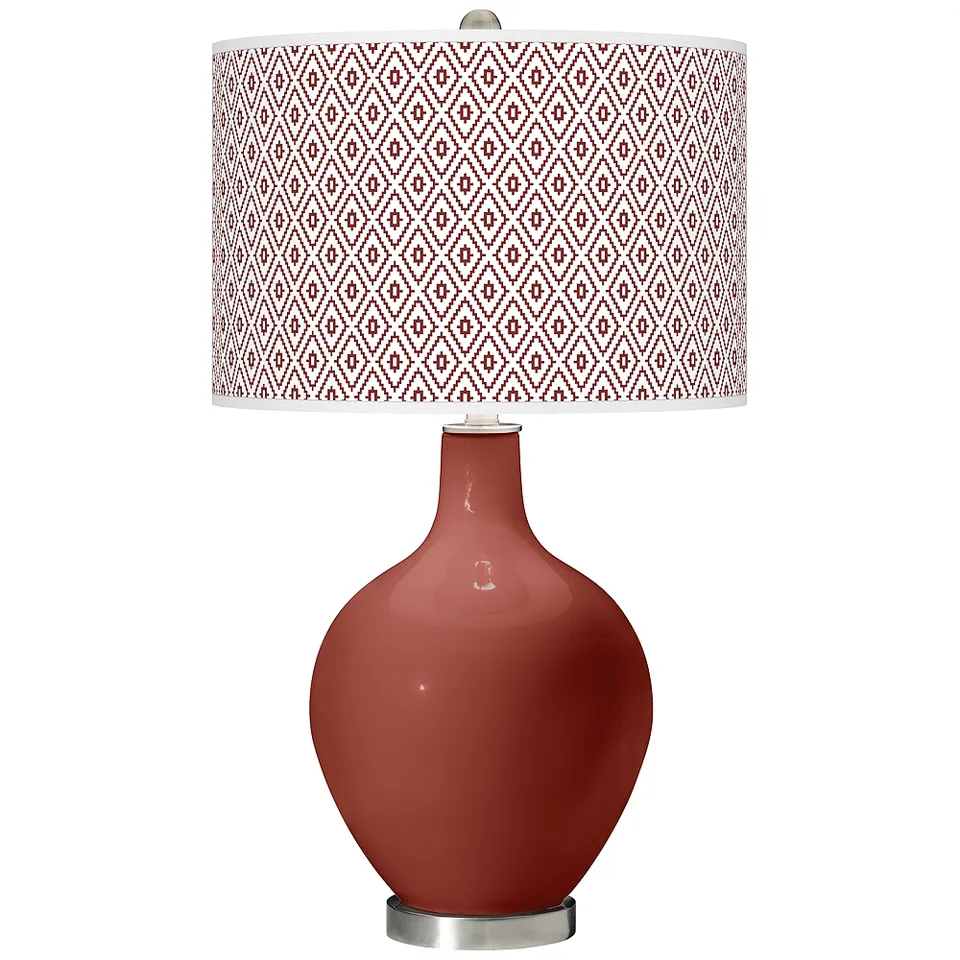 Color Plus Ovo 28 1/2" High Diamonds Shade Madeira Red Table Lamp