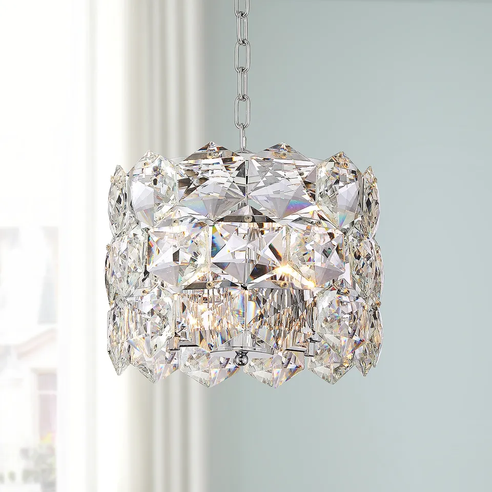 Possini Euro Etienne 13 1/2" Chrome and Crystal Pendant Light