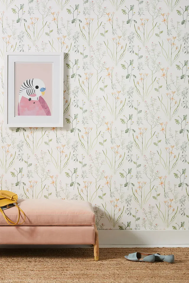 Alpine Botanical White Floral Wallpaper