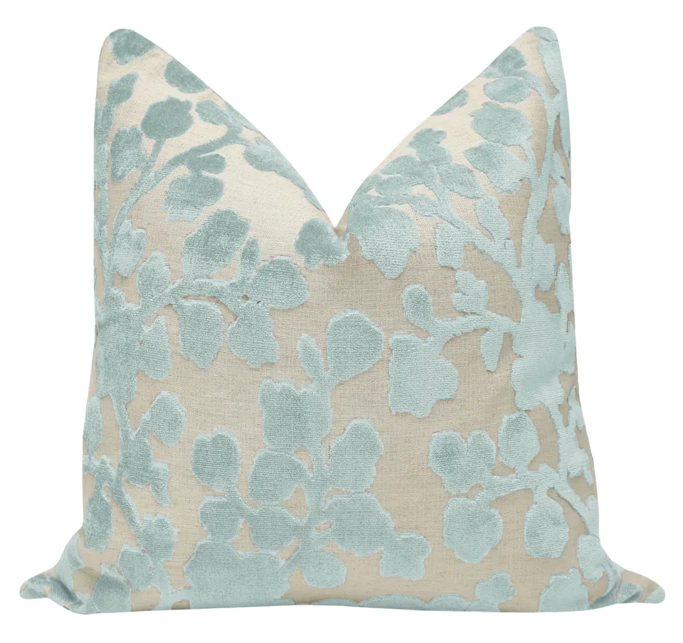 BLOSSOM CUT VELVET // SPA BLUE - 14" X 24"