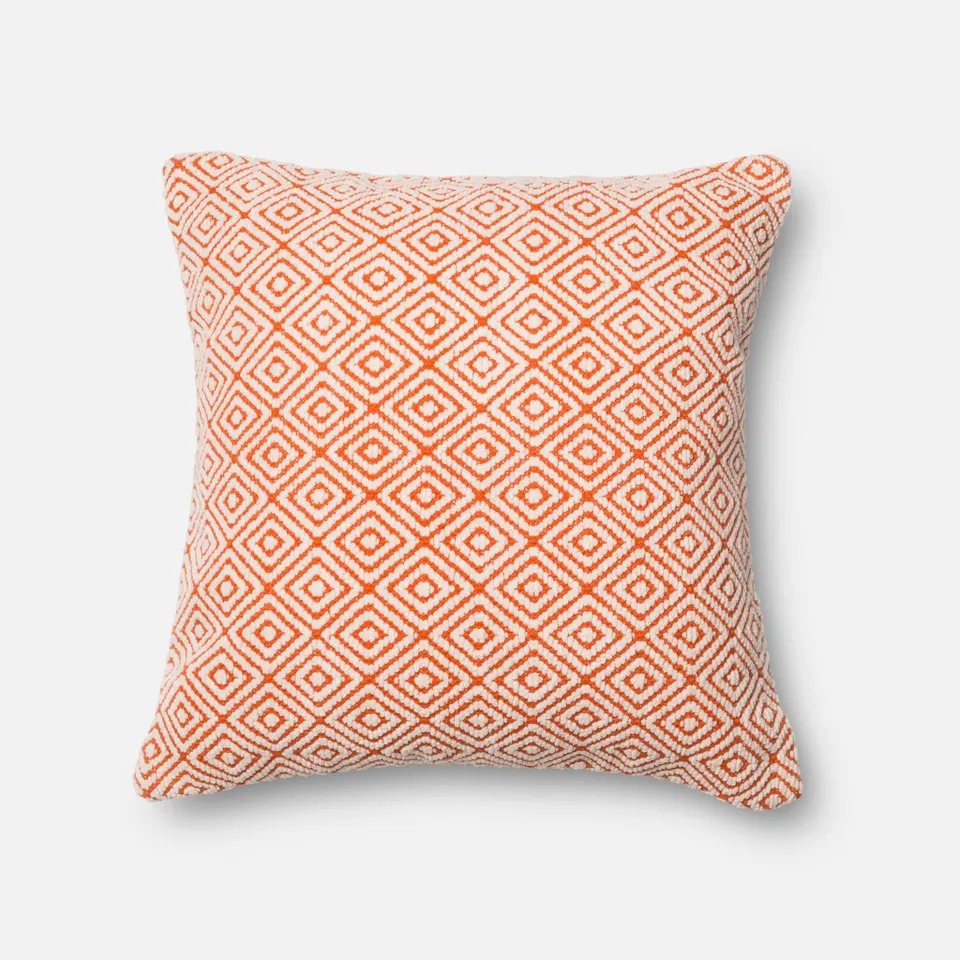 PILLOWS - ORANGE / IVORY - 22" X 22" Cover w/Down