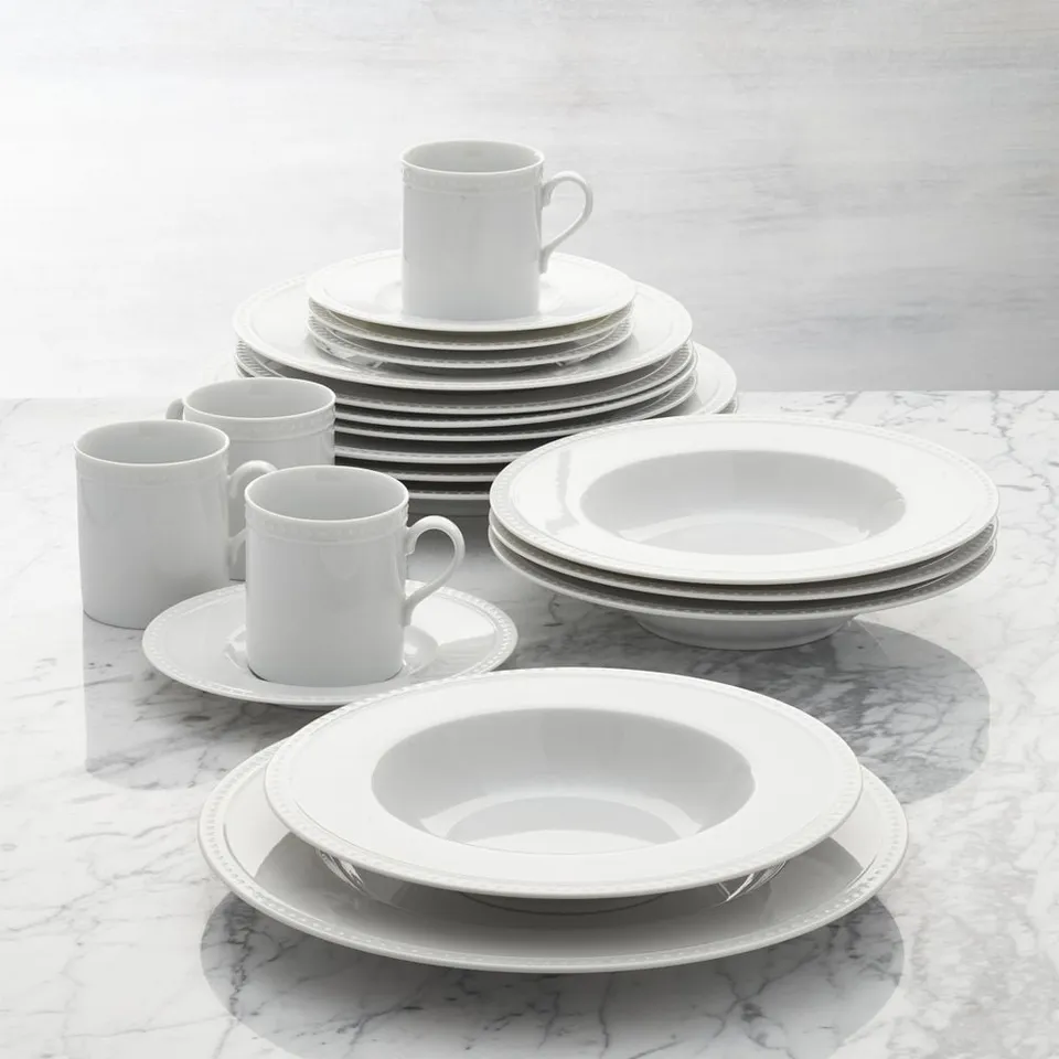Staccato White Porcelain 20-Piece Dinnerware Set
