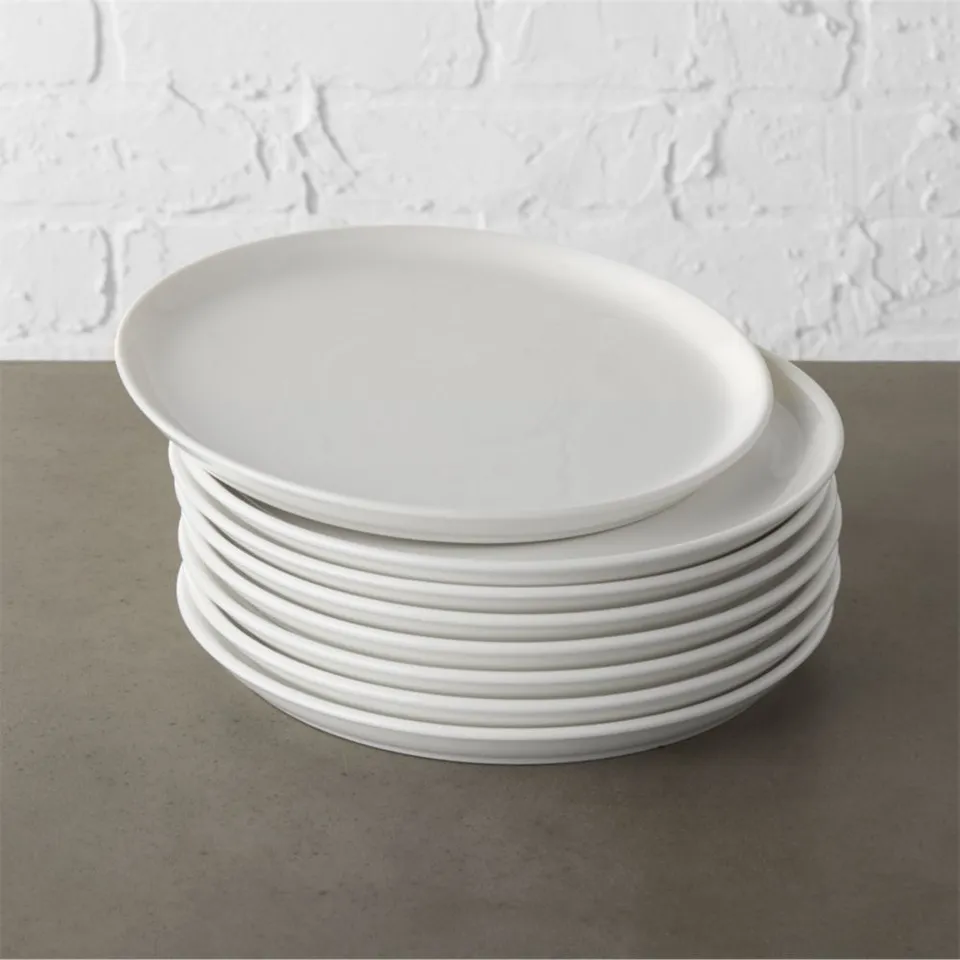 Contact White Ceramic Salad Plates Set of 8