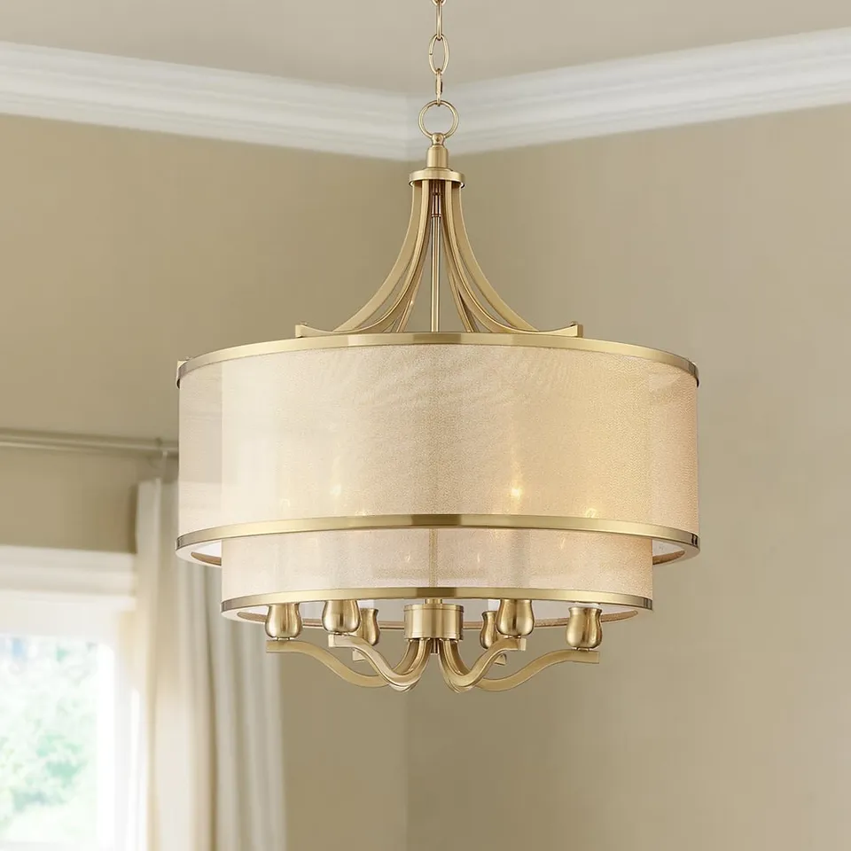 Possini Euro Nor 23" Wide Warm Antique Brass 6-Light Pendant