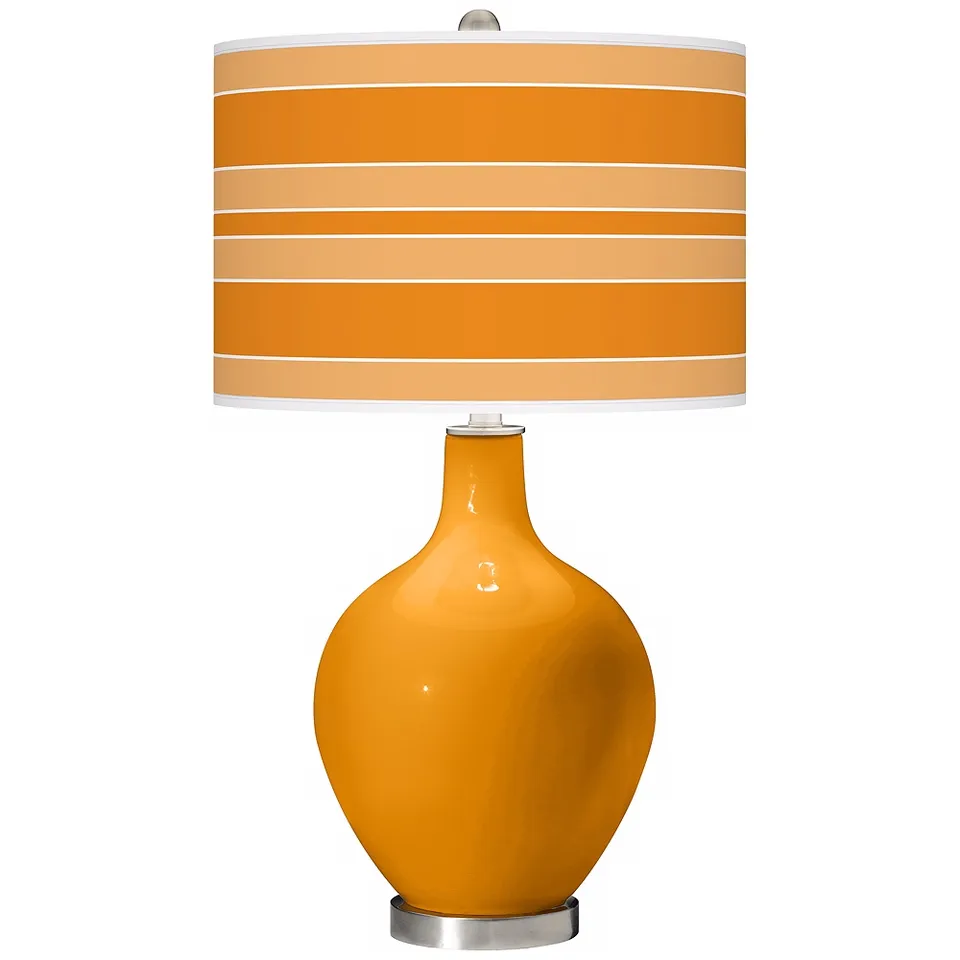 Color Plus Ovo 28 1/2" Bold Stripe Shade Carnival Orange Table Lamp