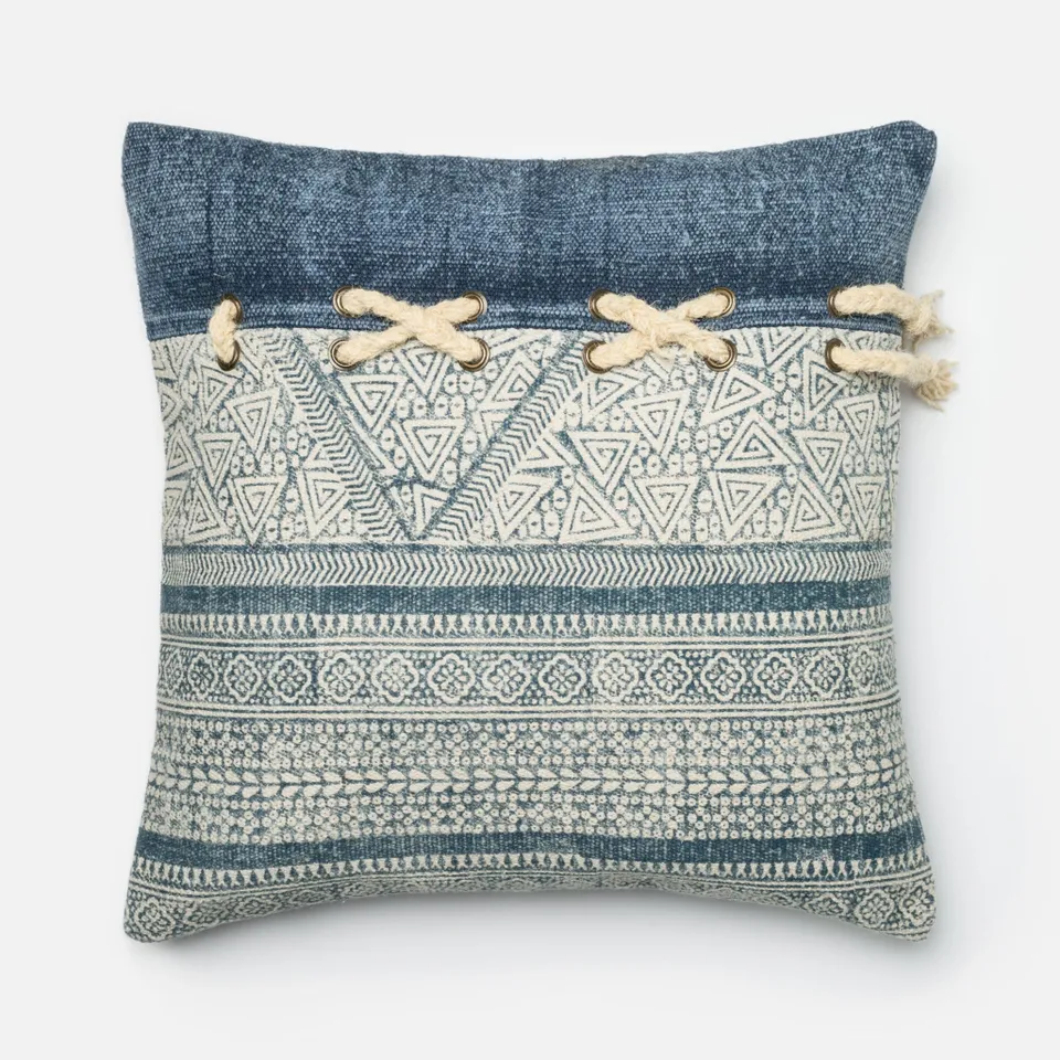 PILLOWS - BLUE / IVORY - 22" X 22" Cover Only