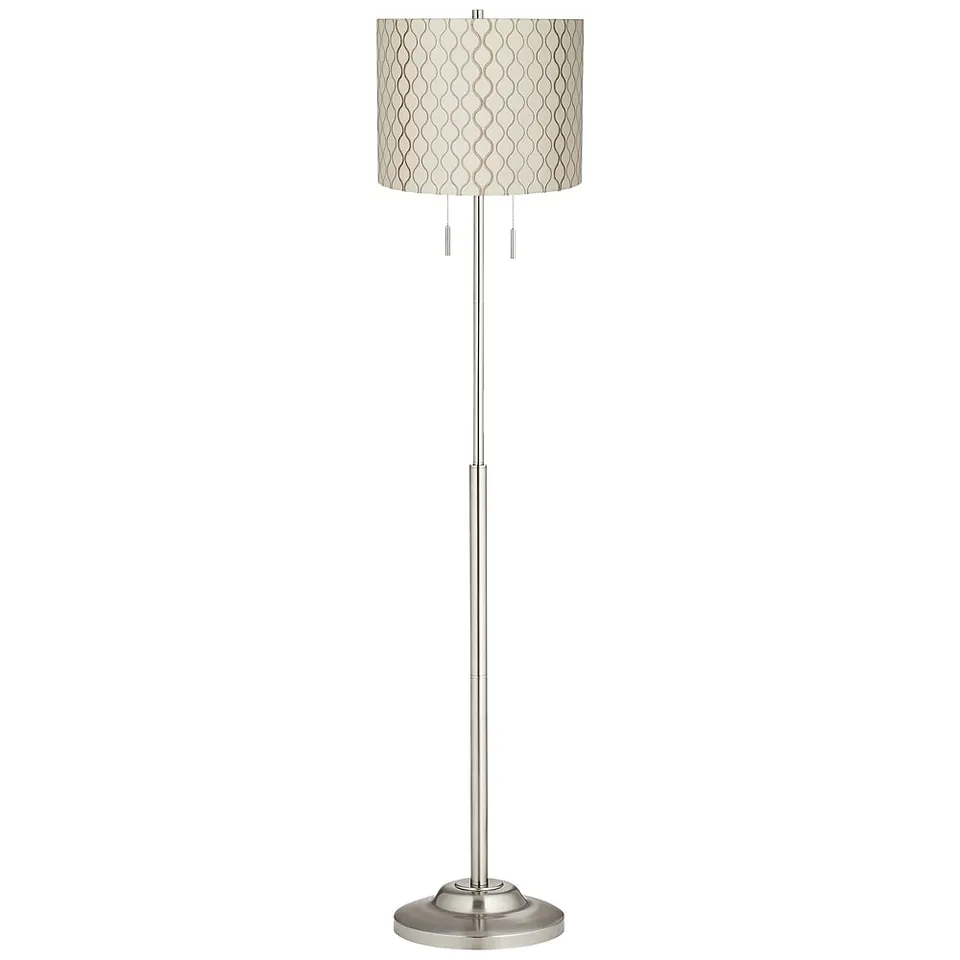 Possini Euro Abba 66" Embroidered Hourglass Shade Nickel Floor Lamp