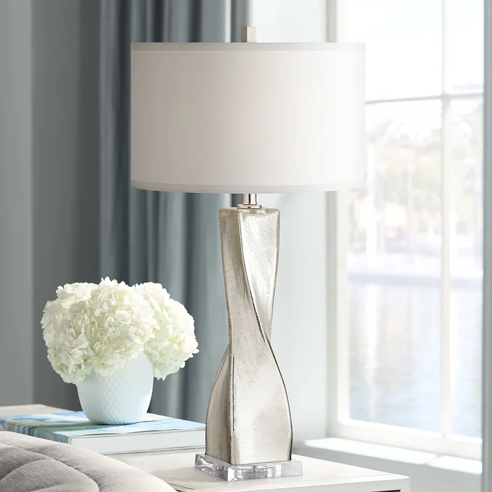 Oirin Twist 32 1/4" Crackle Mercury Glass Table Lamp