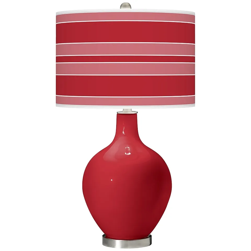 Color Plus Ovo 28 1/2" Bold Stripe Shade Ribbon Red Table Lamp