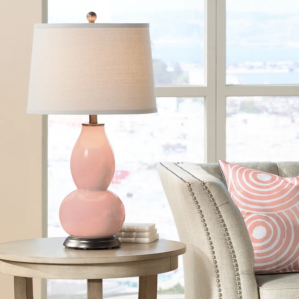 Color Plus Double Gourd 28 3/4" High Mellow Coral Pink Table Lamp