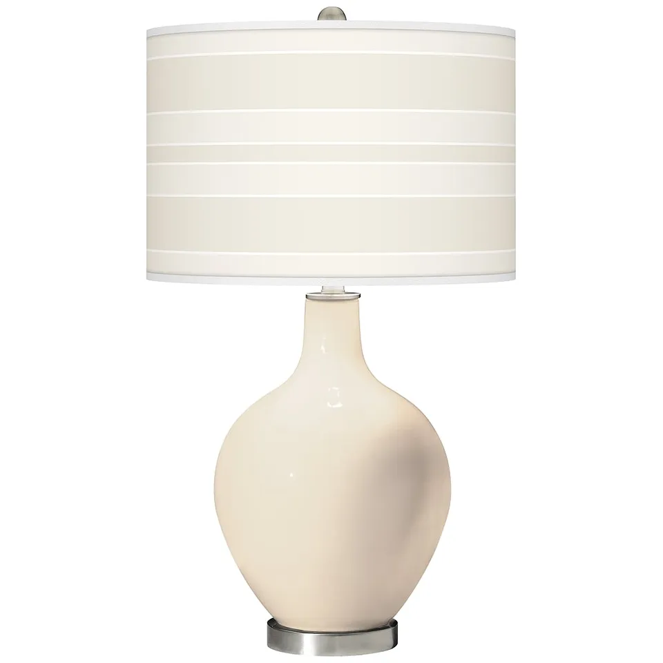 Color Plus Ovo 28 1/2" High Bold Stripe Steamed Milk White Table Lamp