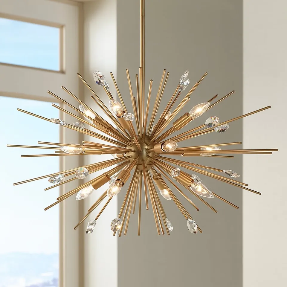 Possini Euro Janae 29 1/2" Wide Antique Gold Starburst Pendant Light
