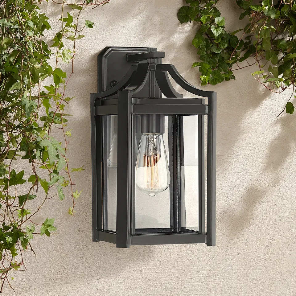 Franklin Iron Works Rockford 12 1/2" High Black Outdoor Wall Light