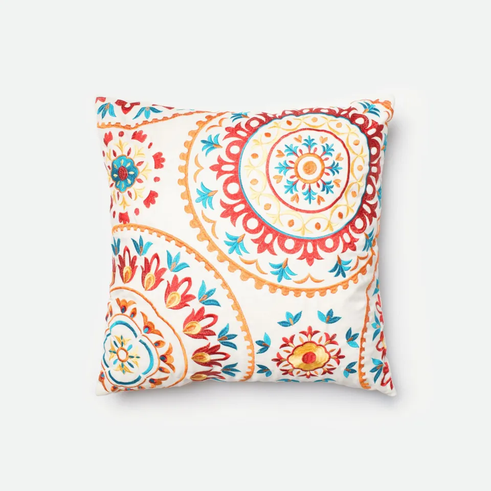 PILLOWS - ORANGE / MULTI - 18" X 18" Cover w/Down