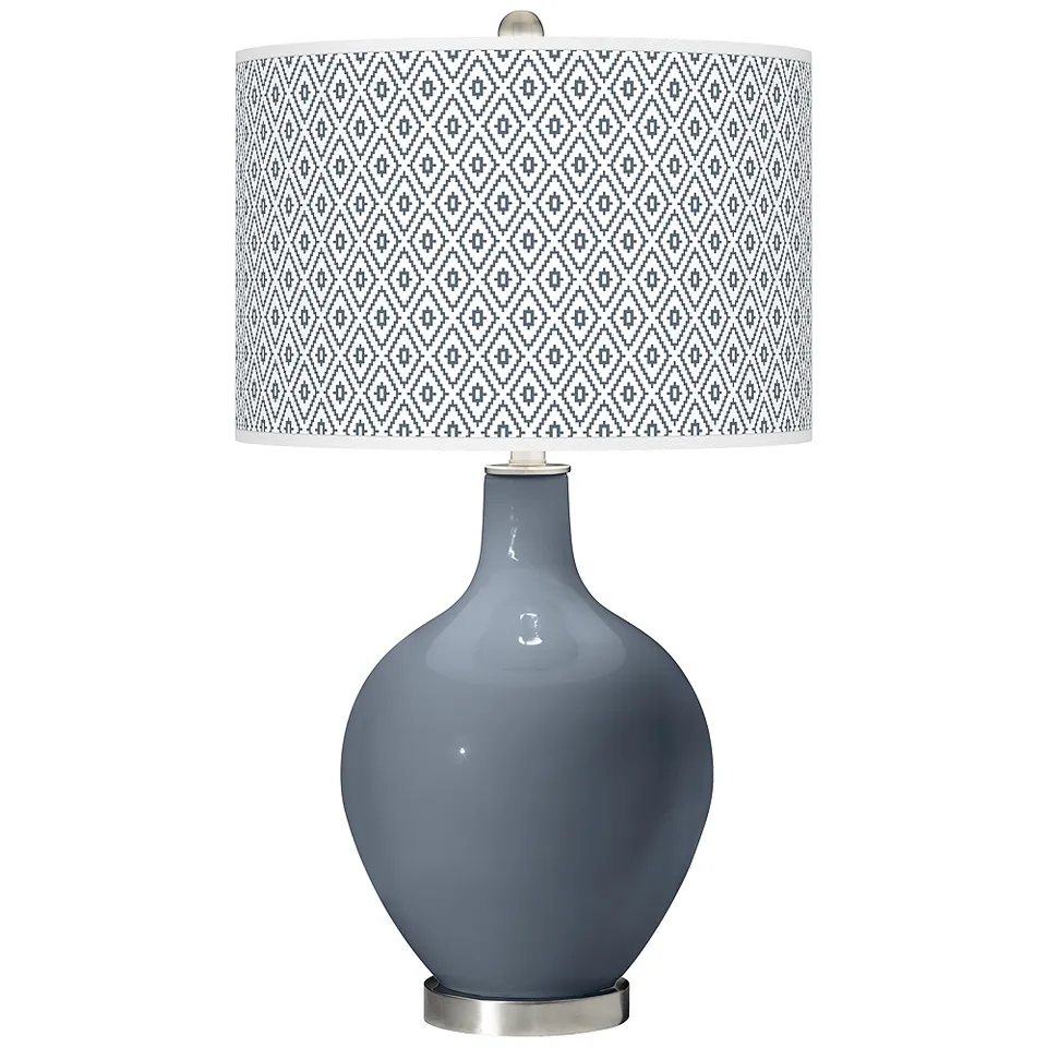 Color Plus Ovo 28 1/2" Diamonds Shade Granite Peak Gray Table Lamp