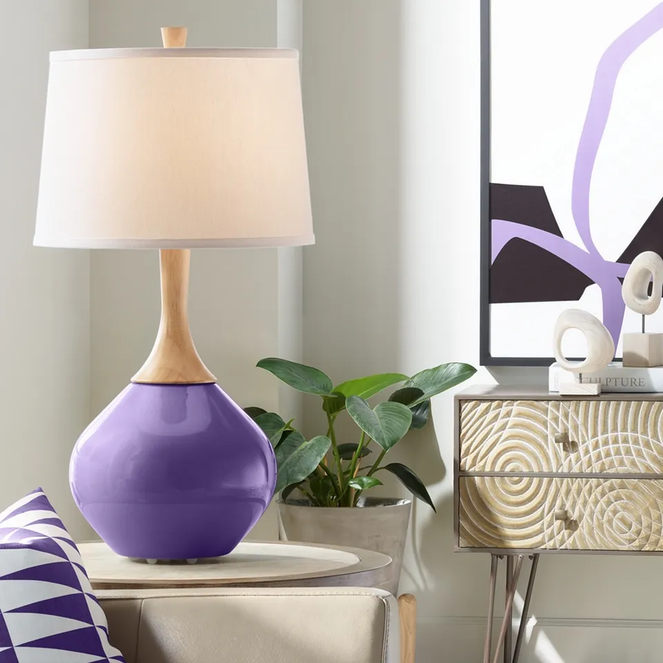 Color Plus Wexler 31" White Shade Izmir Purple Table Lamp