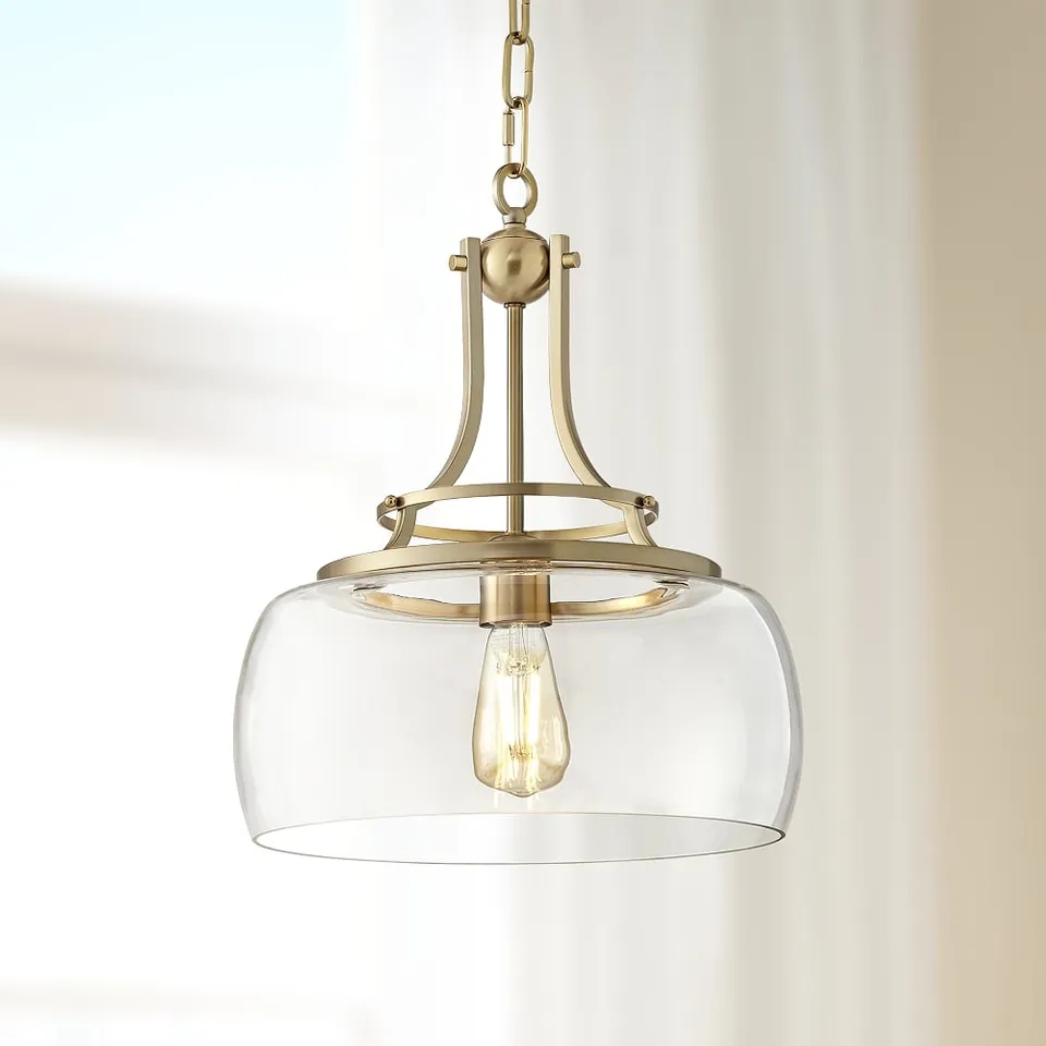 Franklin Iron Works Charleston 13 1/2" Wide Brass LED Pendant Light