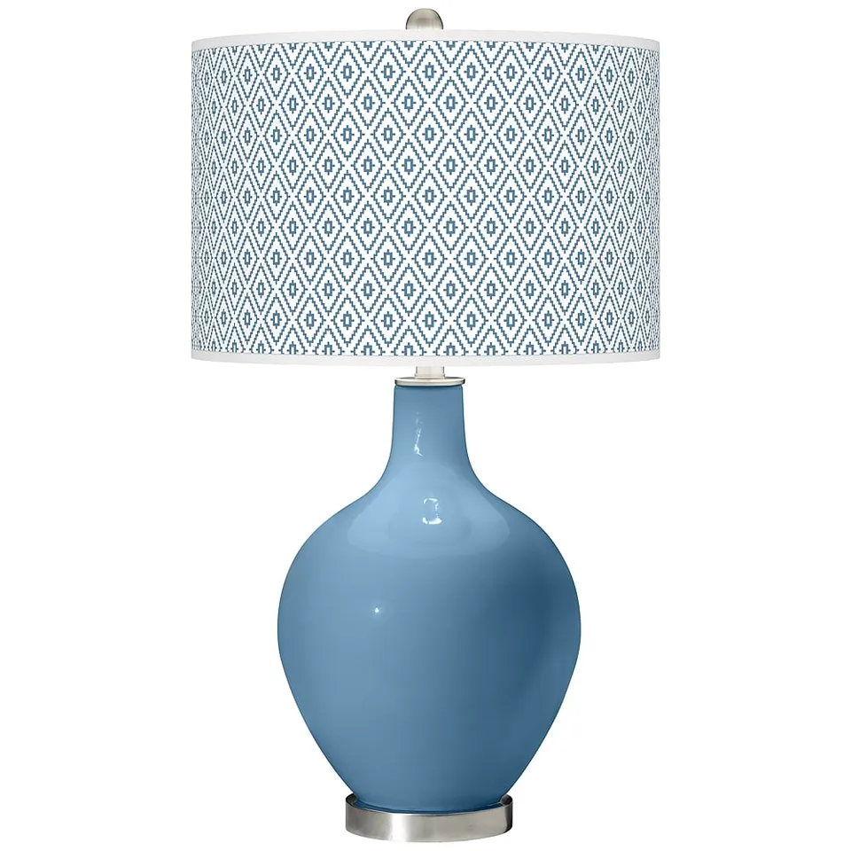 Color Plus Ovo 28 1/2" High Diamonds Shade Secure Blue Table Lamp