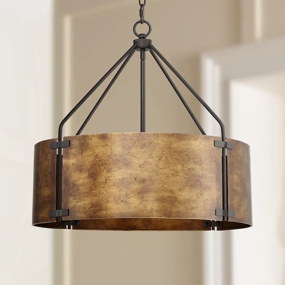 Possini Euro Julian 22" Wide Rustic Bronze Metal Drum Pendant Light