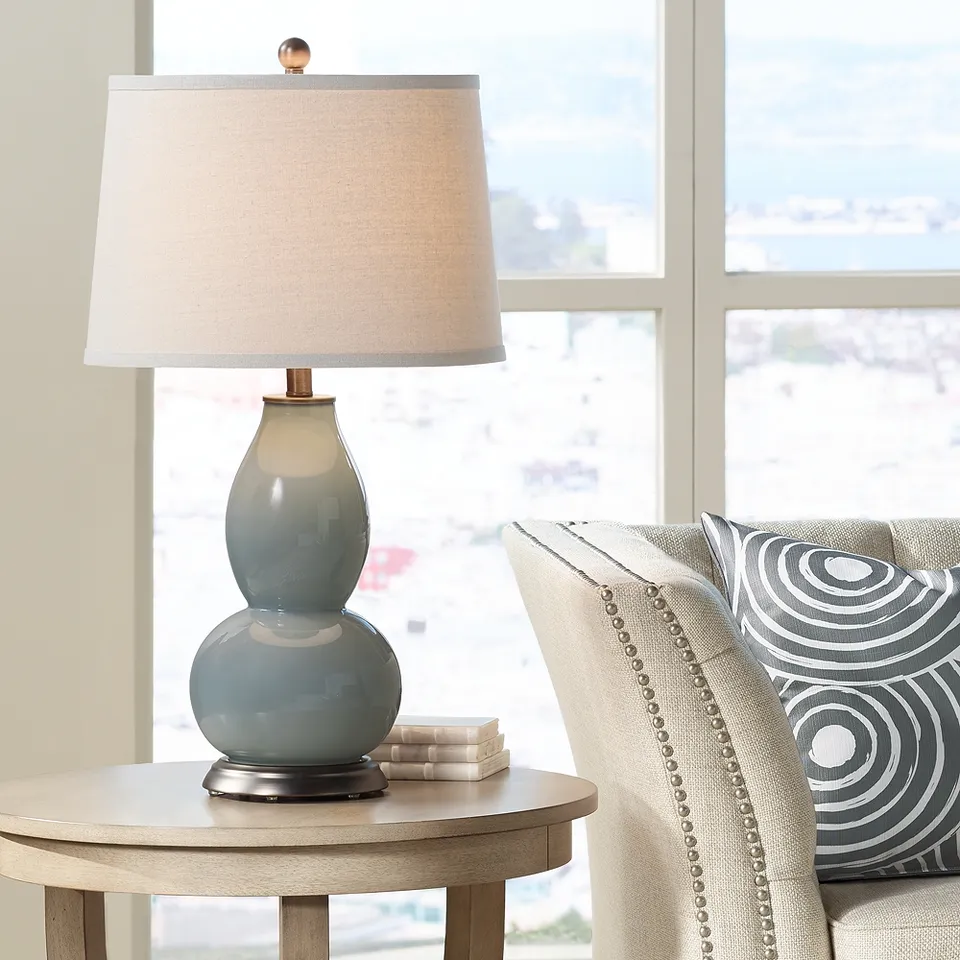 Color Plus Double Gourd 28 3/4" Gauntlet Gray Table Lamp