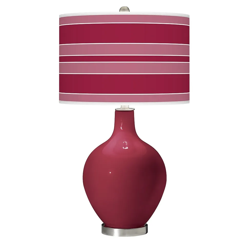 Color Plus Ovo 28 1/2" Bold Stripe Shade Antique Red Table Lamp