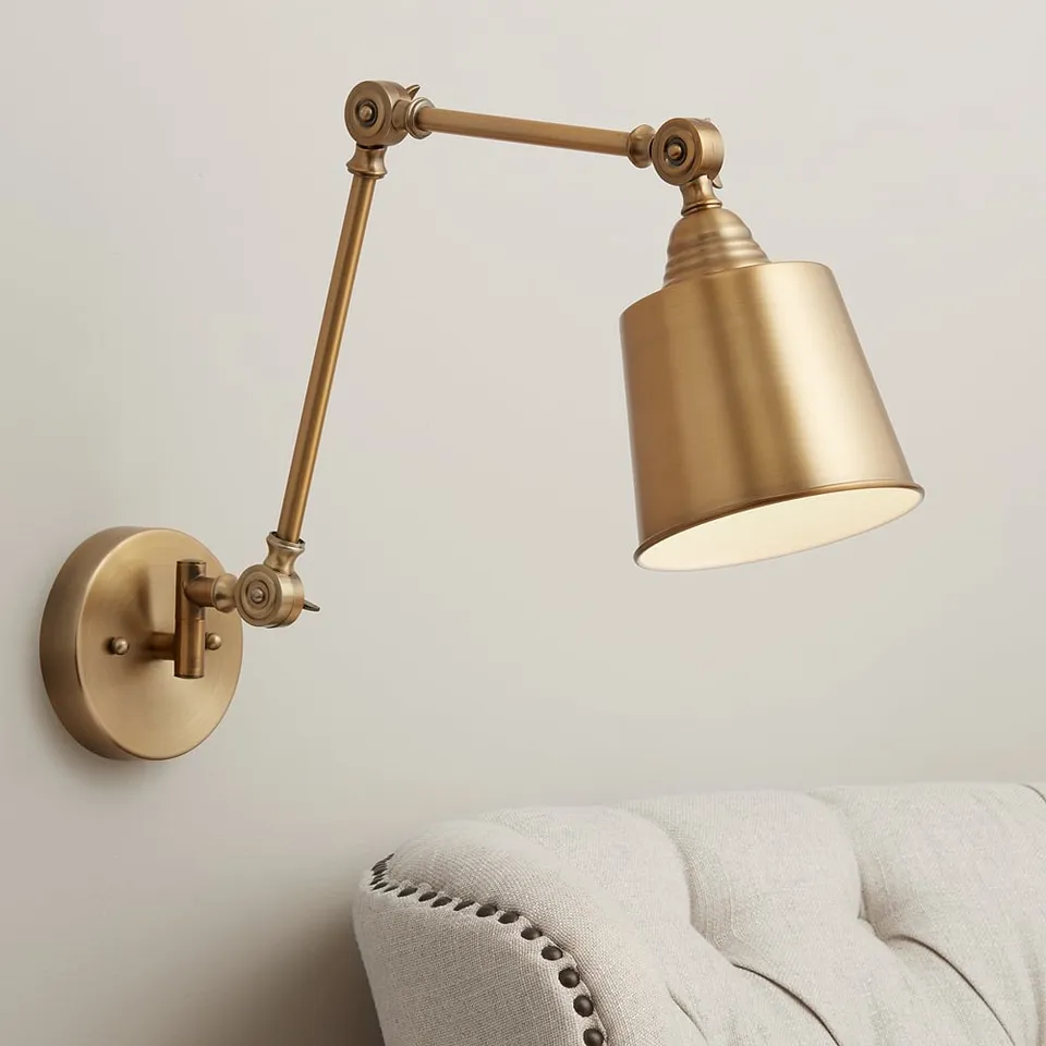 360 Lighting Mendes Aged Brass Adjustable Down-Light Hardwire Wall Lamp