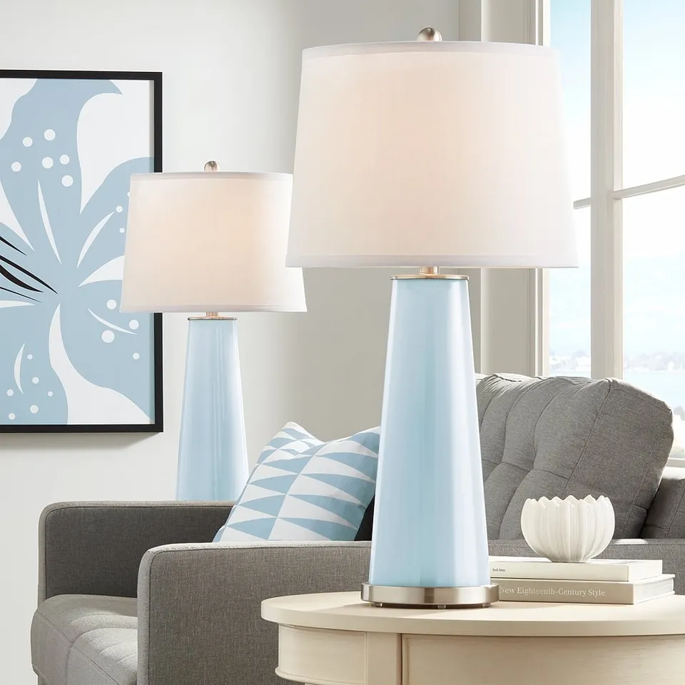 Color Plus Leo 29 1/2" Vast Sky Blue Table Lamps Set of 2