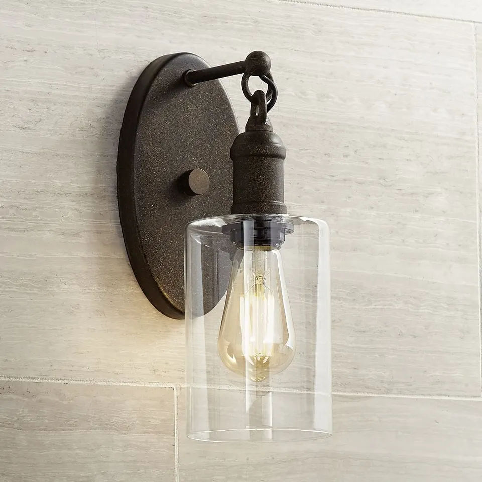 Franklin Iron Works Cloverly 11 3/4" Bronze Downlight LED Wall Sconce
