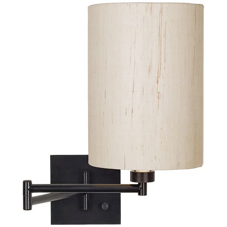 Franklin Iron Works Ivory and Espresso Swing Arm Plug-In Wall Light