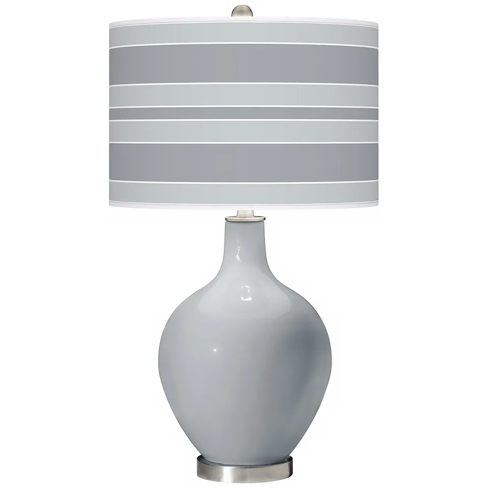 Color Plus Ovo 28 1/2" Bold Stripe Shade Uncertain Gray Table Lamp