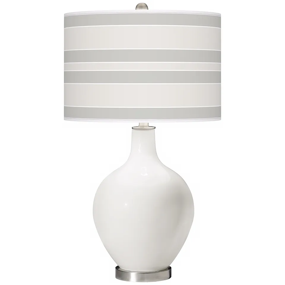 Color Plus Ovo 28 1/2" Bold Stripe Shade Winter White Table Lamp