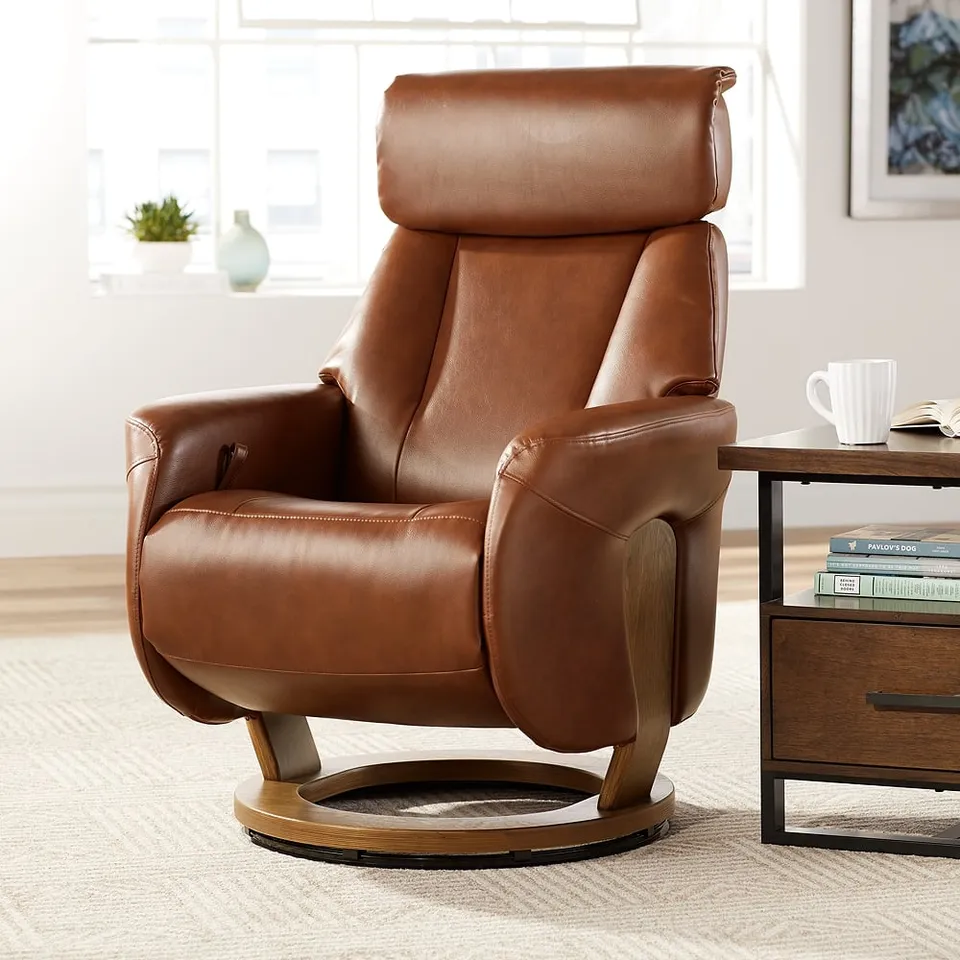 Octavian Augusta Brown Faux Leather 4-Way Modern Recliner Chair