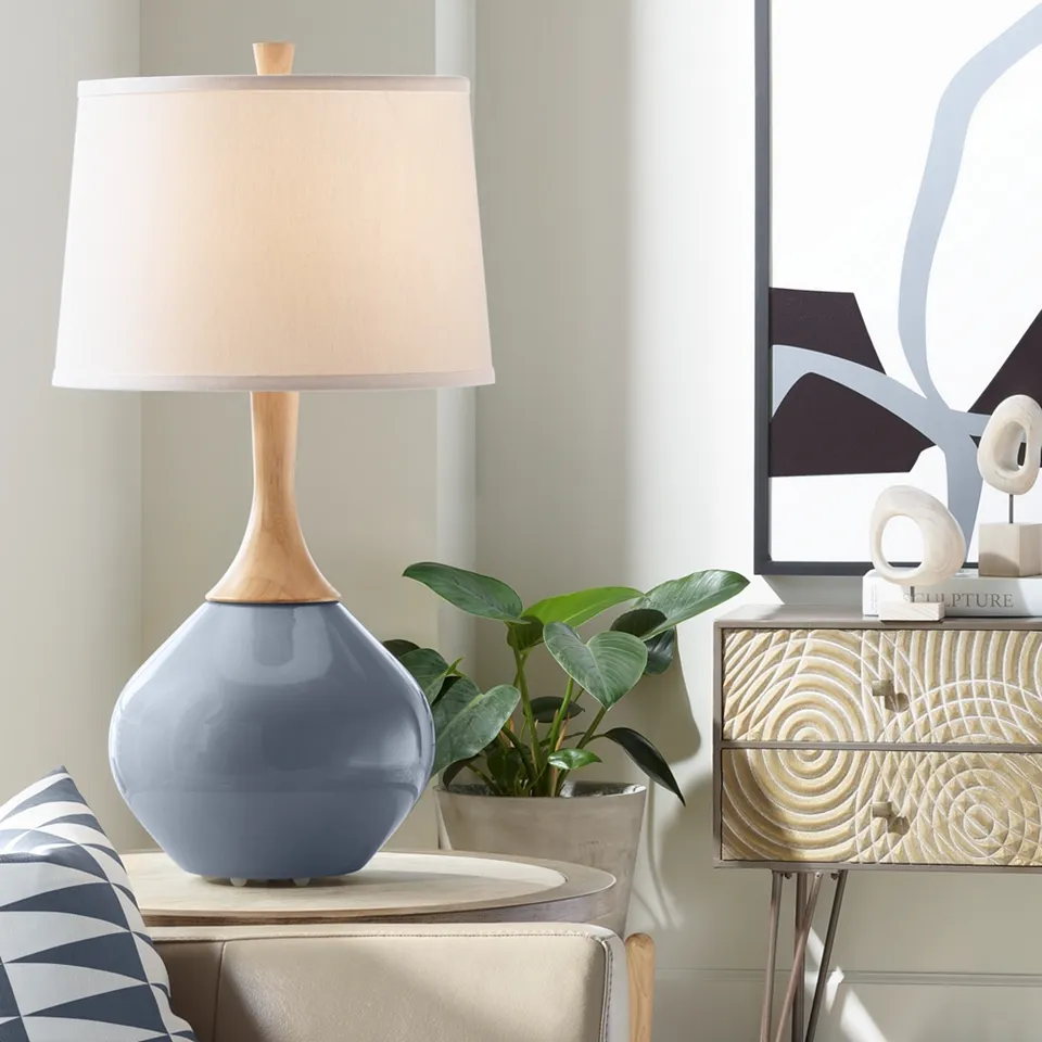 Color Plus Wexler 31" White Shade Granite Peak Gray Modern Table Lamp