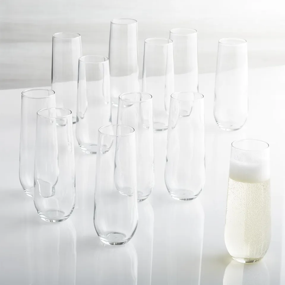 Aspen 9-Oz. Stemless Flute Glasses, Set of 12