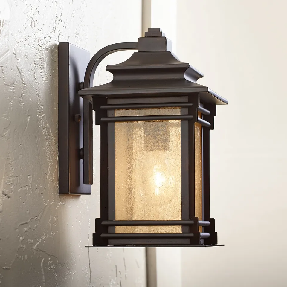 Franklin Iron Works Hickory Point 12" Walnut Bronze Outdoor Wall Light