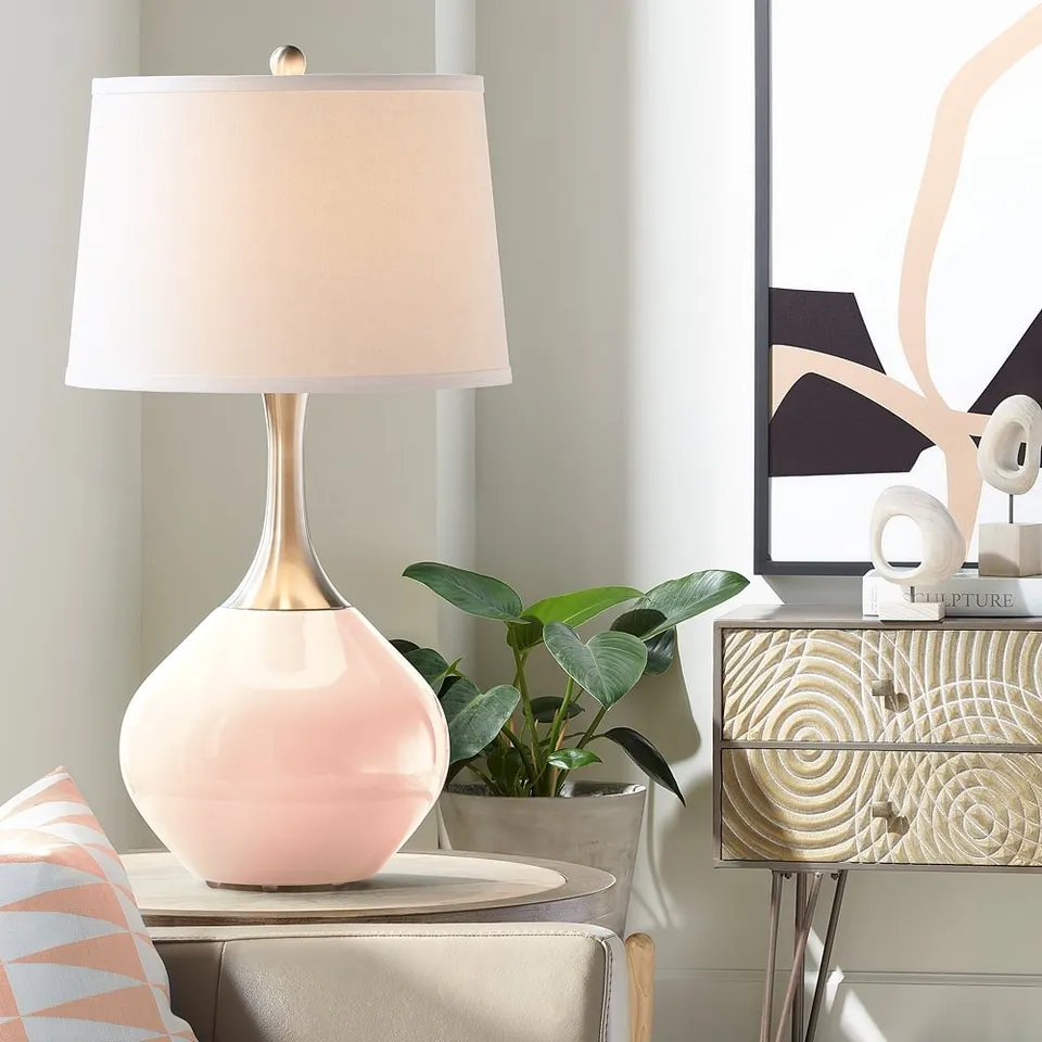Color Plus Spencer 31" Linen Color Glass Table Lamp