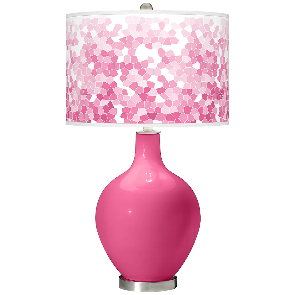 Color Plus Ovo 28 1/2" High Mosaic Shade Blossom Pink Table Lamp