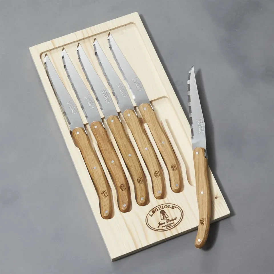 Jean Dubost Laguiole ® Oak Steak Knives, Set of 6