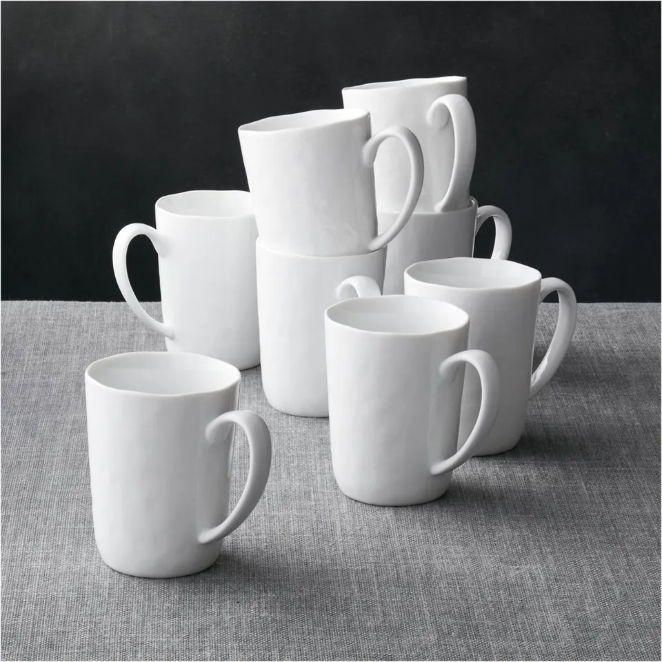 Mercer 14-oz. White Porcelain Mugs, Set of 8