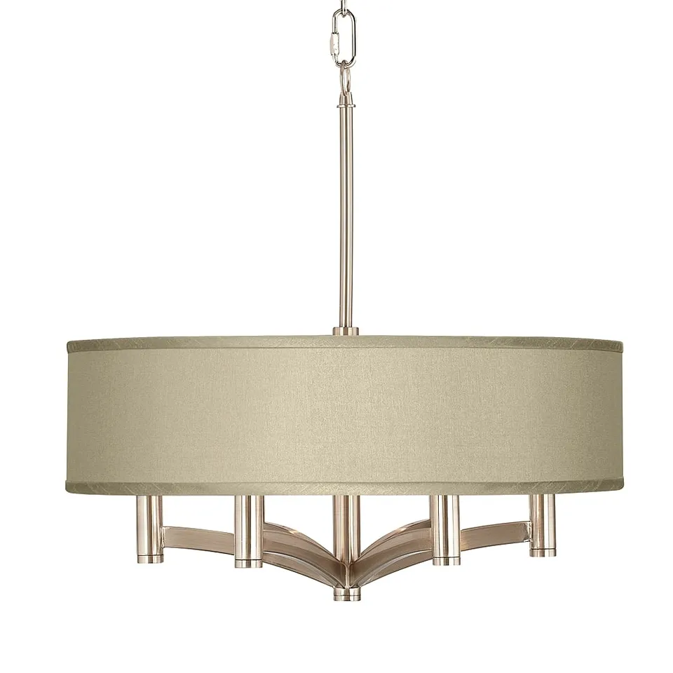 Possini Euro Ava 20" Sesame Faux Silk 6-Light Pendant Chandelier