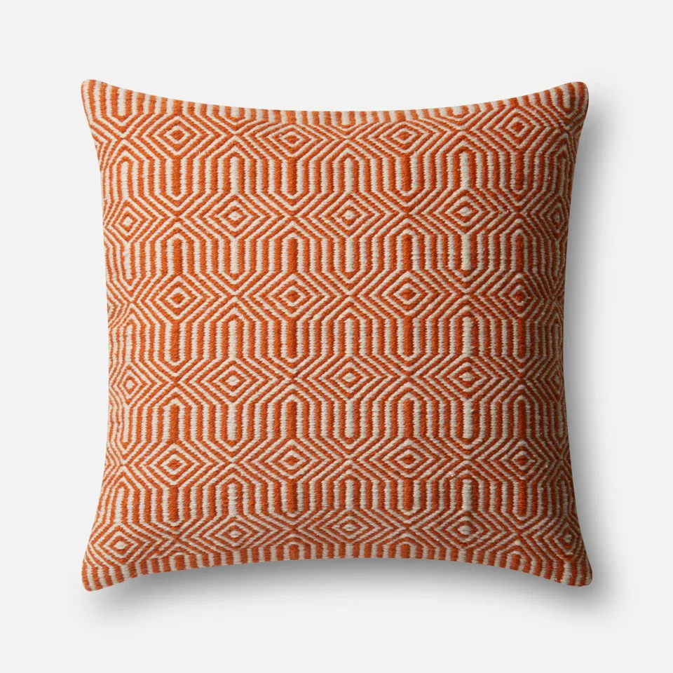 PILLOWS - ORANGE / IVORY - 22" X 22" Cover Only
