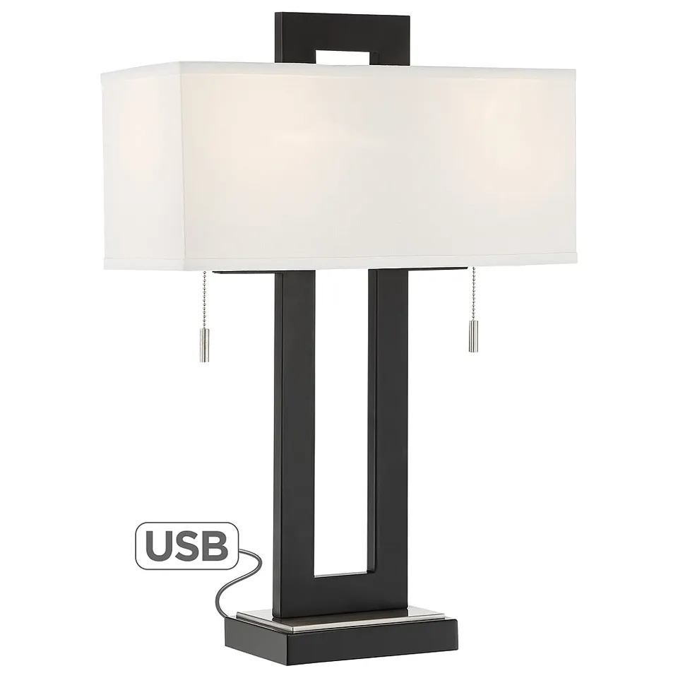 Possini Euro Neil 26" Open Rectangular USB Table Lamp