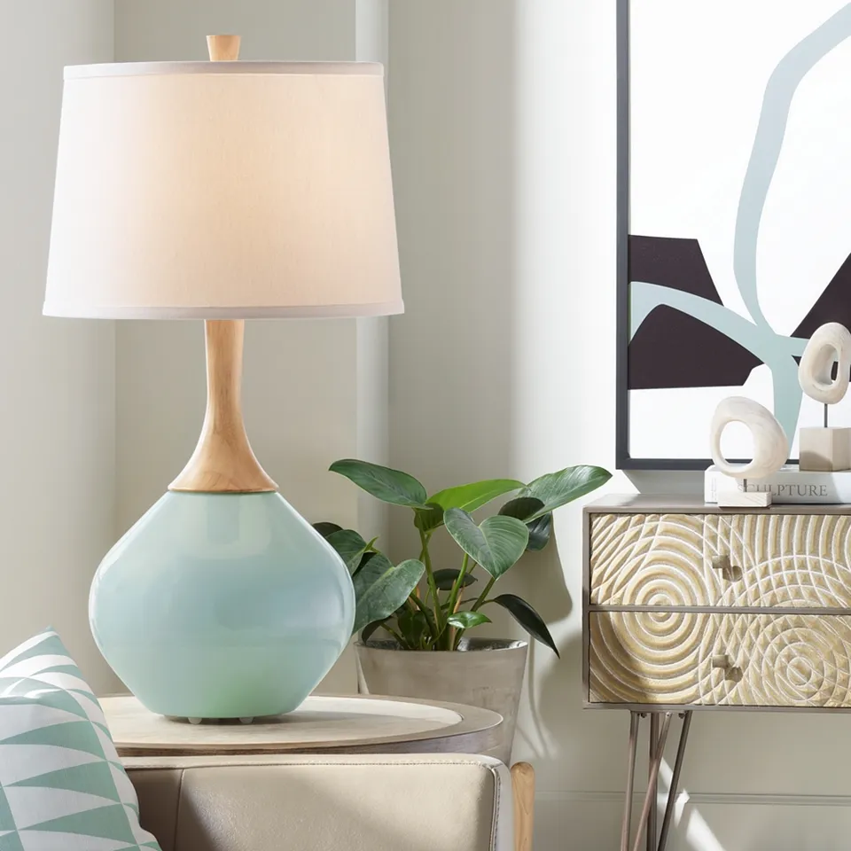 Color Plus Wexler 31" Aqua-Sphere Blue Modern Table Lamp